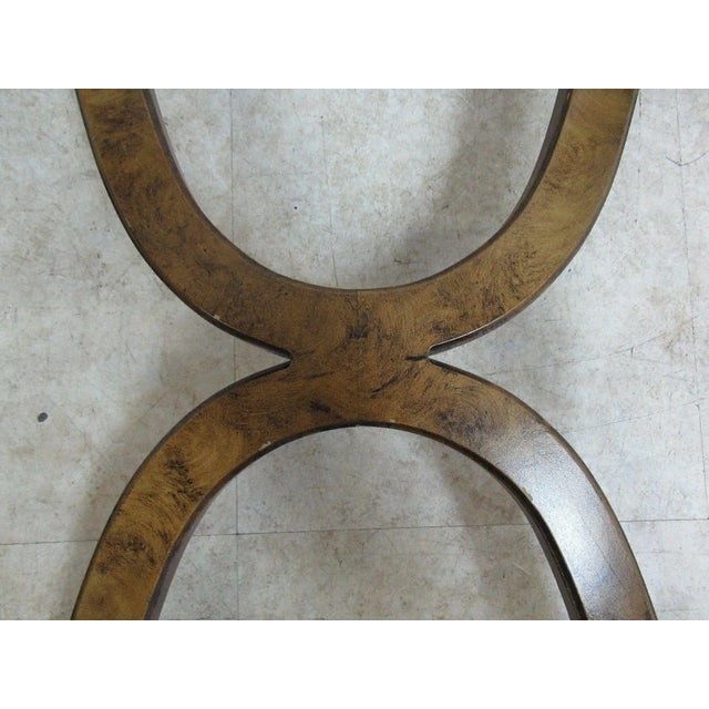 Vintage French Regency Faux Painted Tortoise Shell Lamp End Table For Sale - Image 9 of 11