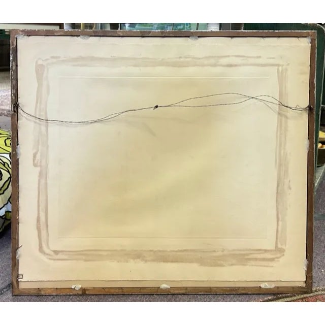 Red Mid Century Colored Lithograph in Silver Gilt Frame, Signed Raymond Giovanetti, Signed For Sale - Image 8 of 8