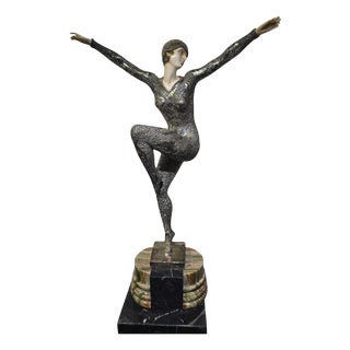 Demeter H. Chiparus, Art Deco Figure, 1920, Silvered Bronze For Sale