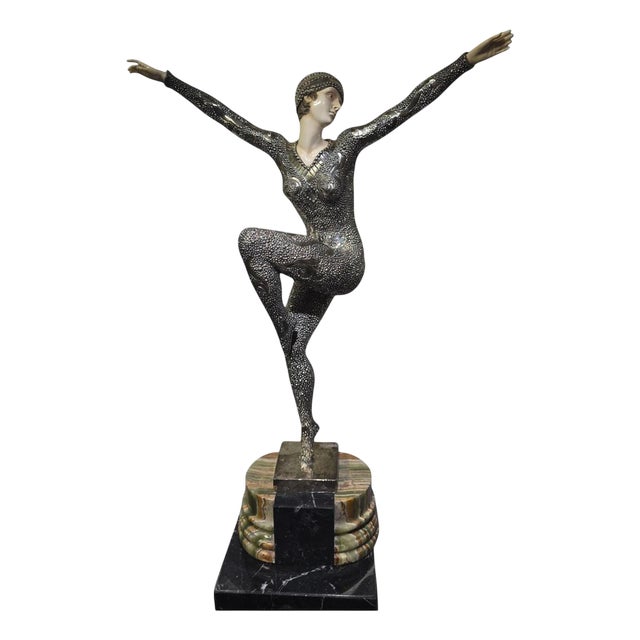Demeter H. Chiparus, Art Deco Figure, 1920, Silvered Bronze For Sale