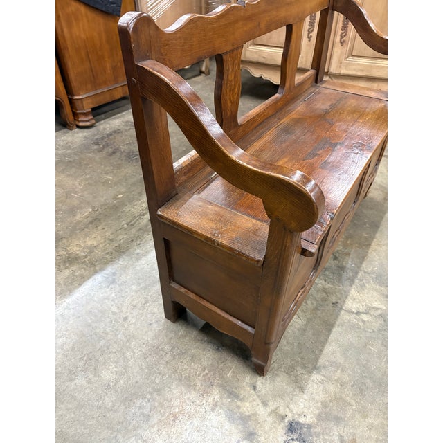 19th Century Church Bench Chestnut Wood From Paris France For Sale - Image 4 of 5