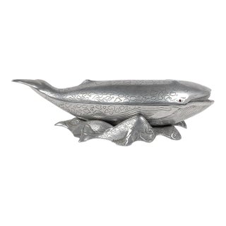 Arthur Court Pewter Whale-Shaped Covered Tureen/Ice Bucket on Stand For Sale