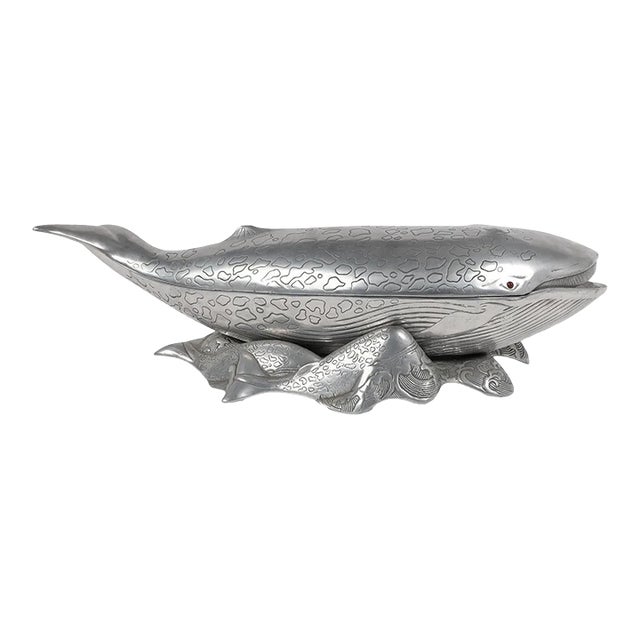 Arthur Court Pewter Whale-Shaped Covered Tureen/Ice Bucket on Stand For Sale