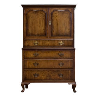 Art Deco Walnut Tallboy Cabinet on Chest from Waring and Gillow, 1930s For Sale