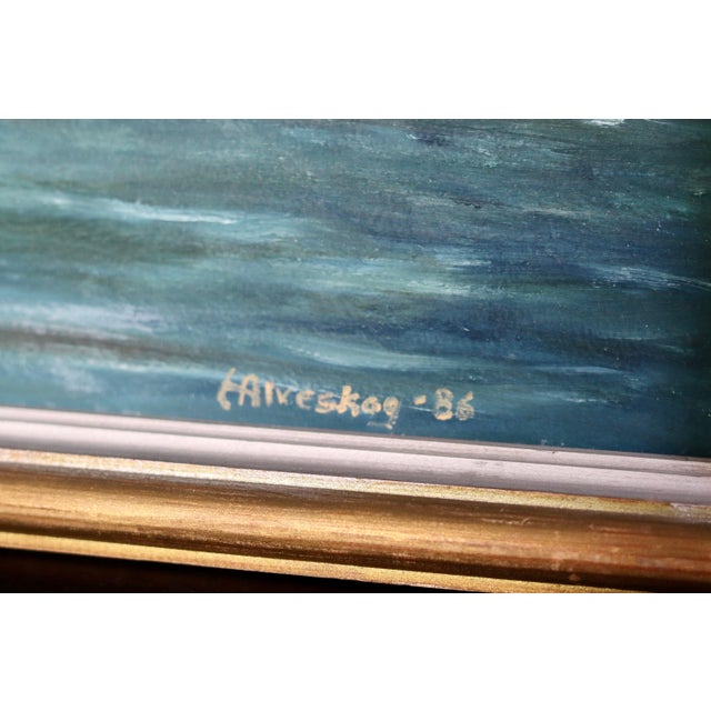 E Alveskog, Swedish Seascape, 1960s, Oil on Panel For Sale - Image 4 of 9