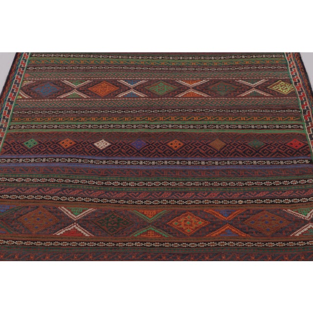 1950s Vintage Persian Soumak Kilim, Burgundy With Vibrant Tribal Motifs - Rug & Kilim For Sale - Image 5 of 8
