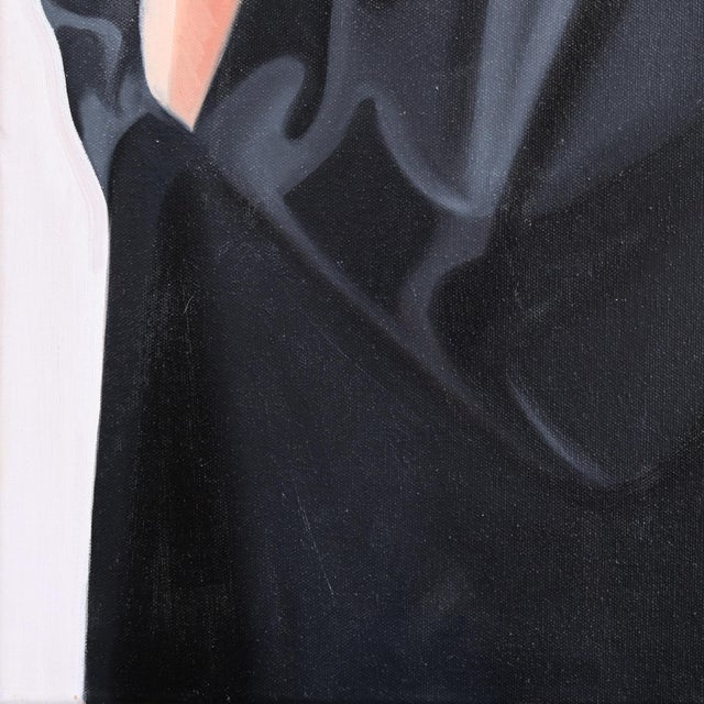 Folds in Black - Original Contemporary Figurative Fashion Oil Painting on Canvas by Darwin Estacio Martinez For Sale - Image 4 of 9
