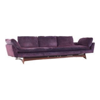 Adrian Pearsall Style Flexsteel Mid Century Walnut Gondola Sofa For Sale