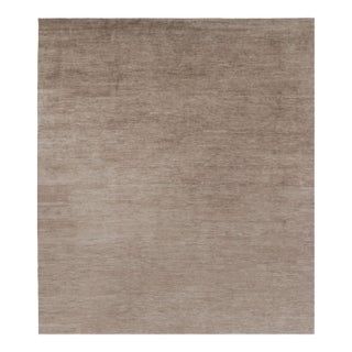 Rug & Kilim’s Oversized Modern Textural Rug in Brown, White and Beige Striae - 14x16 For Sale