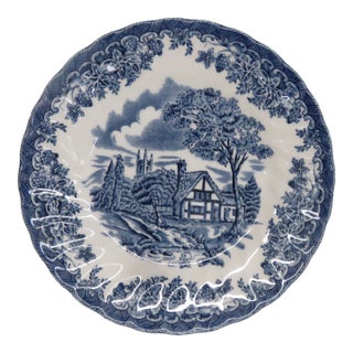 Late 19th Century Churchill the Brook Blue White Small Plate Fine China Made in England 4805b For Sale