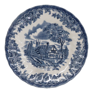 Late 19th Century Churchill the Brook Blue White Small Plate Fine China Made in England 4805b