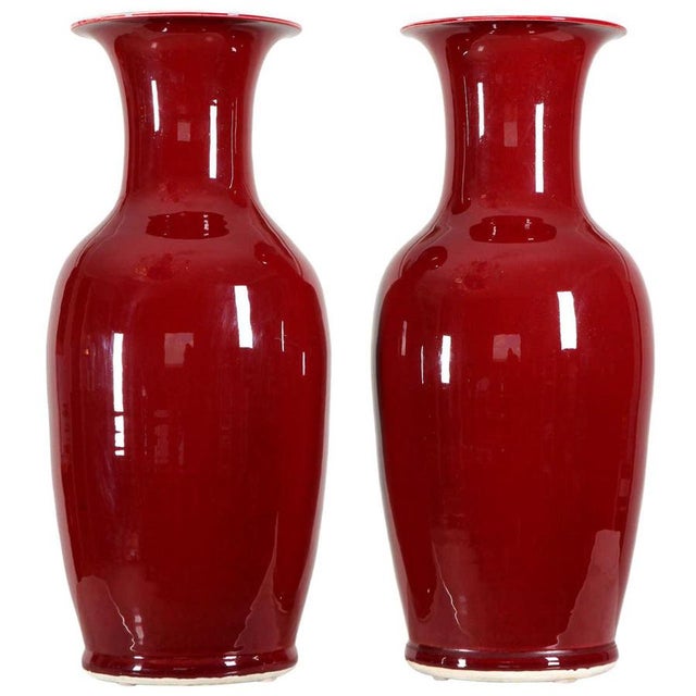 Ceramic Large Sang-De-Boeuf Glazed Vases, Early 20th Century, Set of 2 For Sale - Image 7 of 7