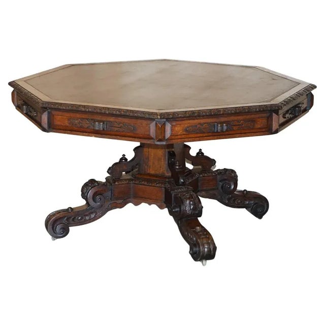 Antique Gothic Revival Hand Carved Lions Head Centre Occasional Table For Sale - Image 17 of 17