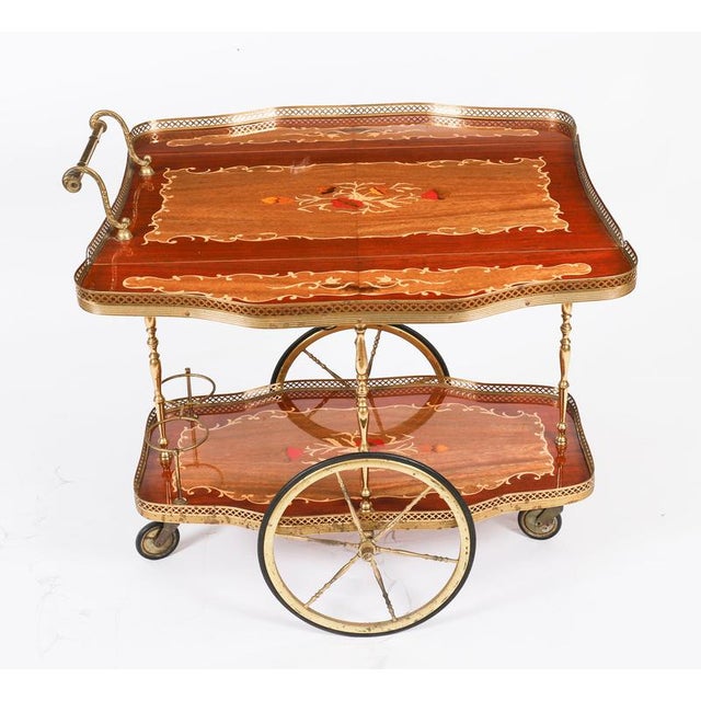 Mid-Century Italian Marquetry Drinks Trolley, Sorrento, 1960s For Sale - Image 4 of 18