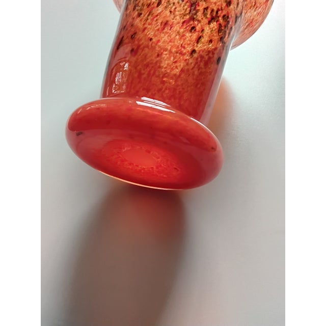 Scottish Orange Art Glass Vase with Gilt Aventurines from Vasart, 1950s For Sale - Image 4 of 6