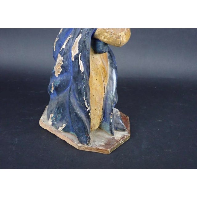 Late 18th Century 18th Century French Baroque Style Carved Polychrome Painted Wooden Statue of St. Joseph For Sale - Image 5 of 10