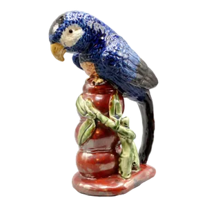 Large Italian Majolica Parrot Figurine 10.5" Height