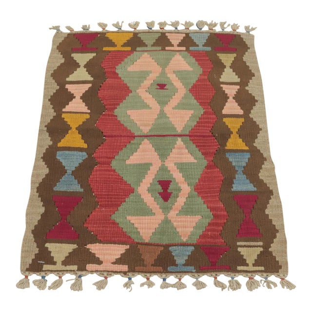 1980s Tribal Brown Handmade Kilim For Sale