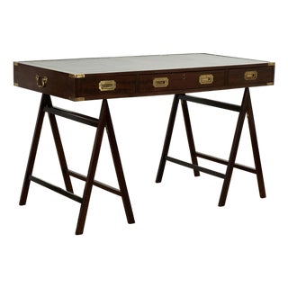 Antique British Colonial Campaign Sawhorse Desk For Sale