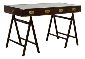 Antique British Colonial Campaign Sawhorse Desk