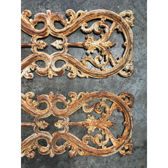 Victorian Late 19th Century Heavy Wrought Iron Architecture Salvage Decorative Scrolls, a Pair For Sale - Image 3 of 9
