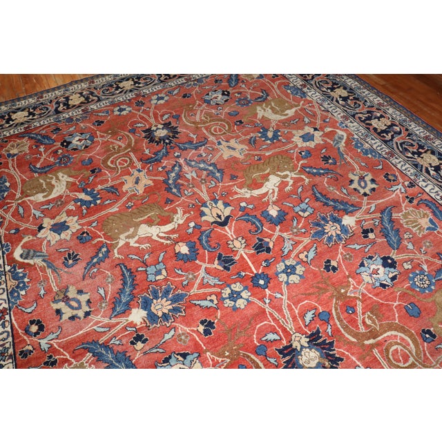 Early 20th Century Persian Tabriz Hunting Animal Pictorial Rug For Sale - Image 10 of 18