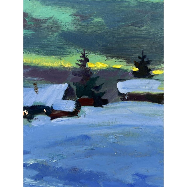 Oil Painting Winter Evening Village Yuriy Suprunchuk For Sale - Image 9 of 11