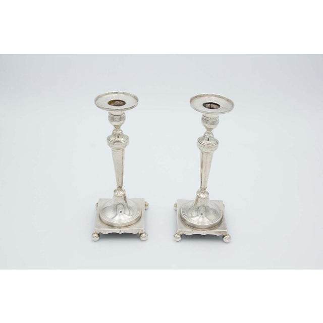 Silver Candlesticks with Turned Stems, Set of 2 For Sale - Image 4 of 4