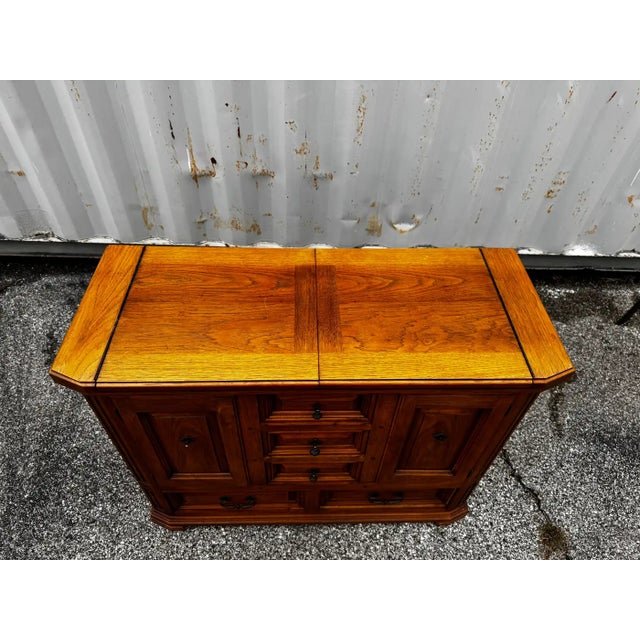 Late 20th Century Late 20th Century Thomasville Furniture Rustic Walnut Flip Top Server/Bar For Sale - Image 5 of 9