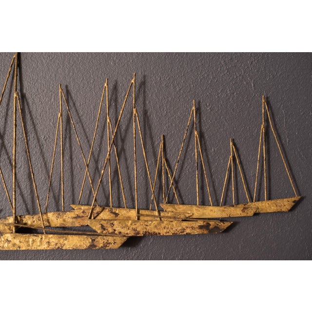 J. Gaylord Ortman Mid Century Wall Hanging Abstract Sailboat Metal Sculpture For Sale In Monterey, CA - Image 6 of 9