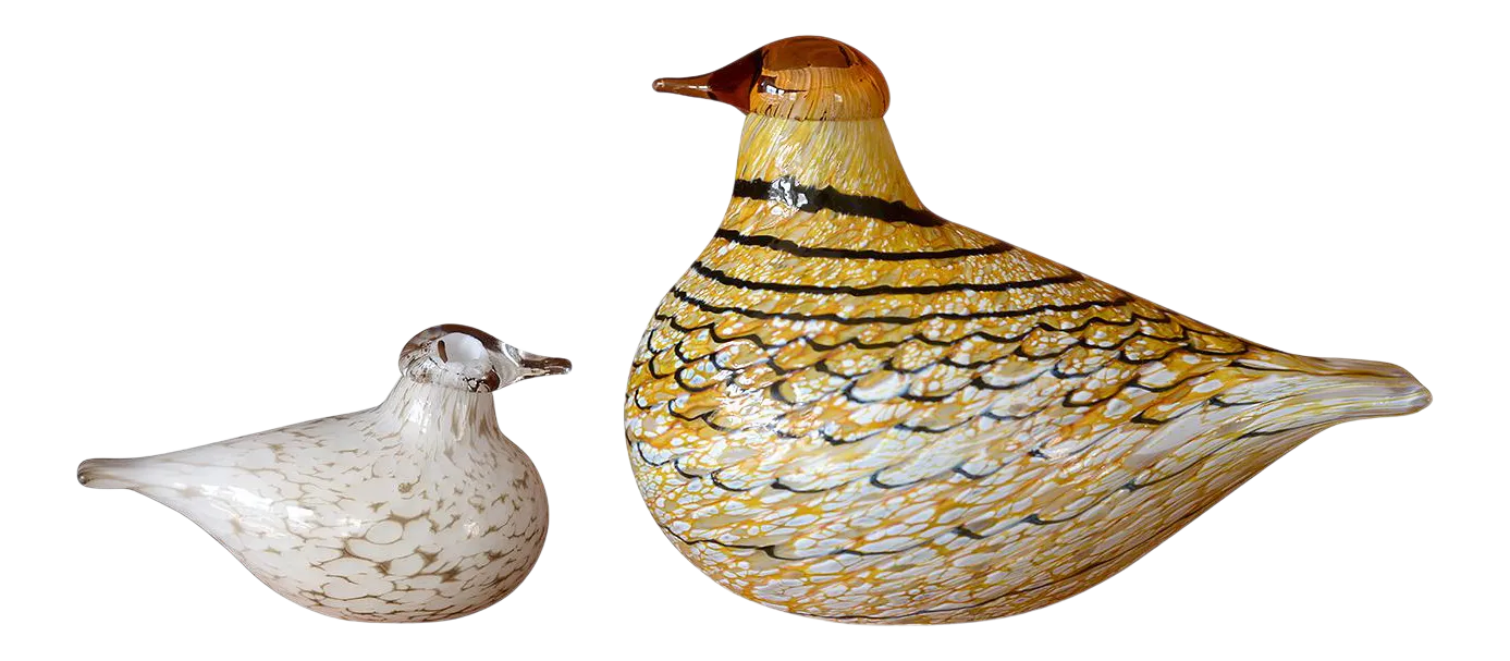Iittala Oiva Toikka Glass Birds - a Pair | Chairish