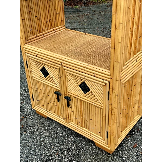 Camel Vintage Coastal Bamboo Dry Bar For Sale - Image 8 of 9