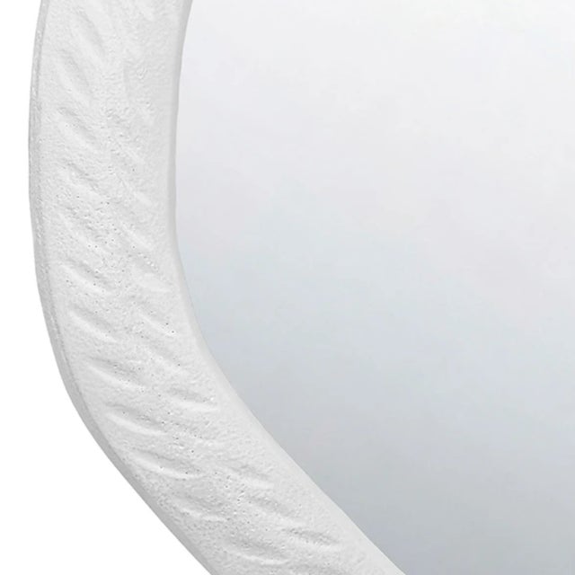 Contemporary Matthew Izzo Home Cadence White Metal Round Wall Mirror For Sale - Image 3 of 5