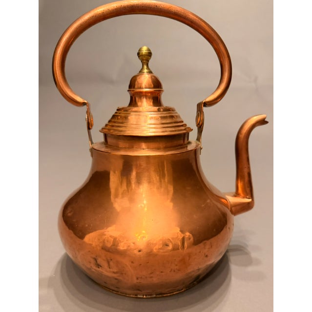 Rustic European 18th Century Flemish Antique Copper Teapot, Hand Wrought With Brass Finial, Circa 1780 For Sale - Image 3 of 7