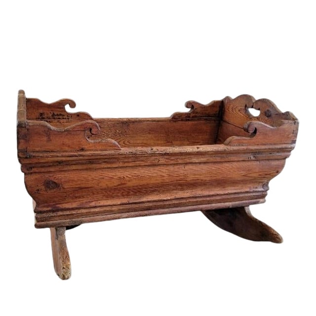 Antique Swedish Gustavian Period Pine Rocking Bin Log Holder For Sale
