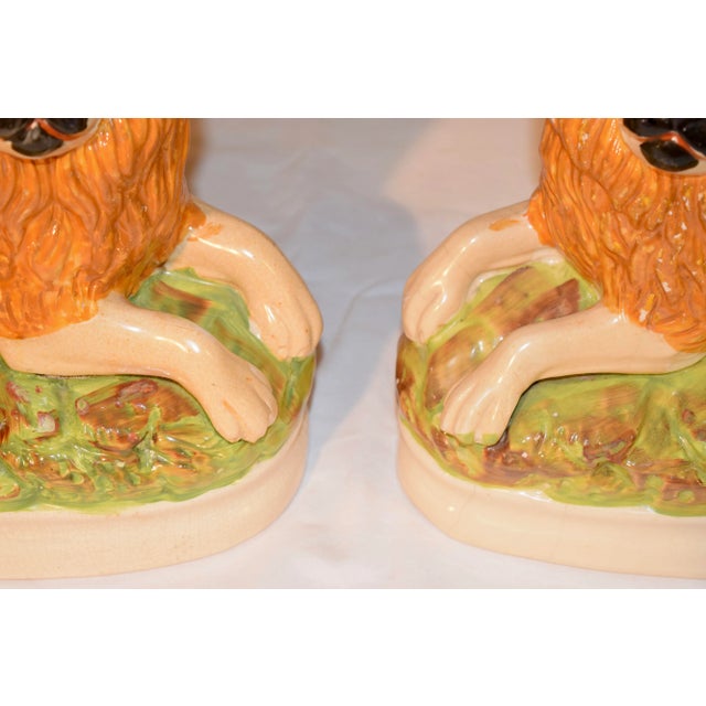 Ceramic 19th C Staffordshire Lions - a Pair For Sale - Image 7 of 12