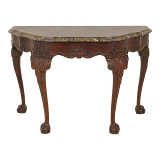 Henkel Harris Marble Top Claw Foot Mahogany Console Table For Sale