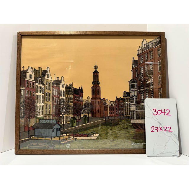 Limited edition color print attributed to French artist Denis Paul Noyer (born 1940), depicting a picturesque European...