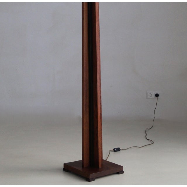 1920s Dutch Hague School Art Deco Modernist Oak Floor Lamp, 1920s For Sale - Image 5 of 13