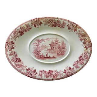 Bruwane Classic Red Chinoiserie Transferware Serving Platter For Sale