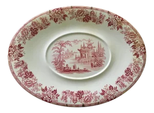 Bruwane Classic Red Chinoiserie Transferware Serving Platter