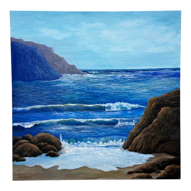 Ruth Rediger "Wavey Waves" Oil Painting, Signed For Sale
