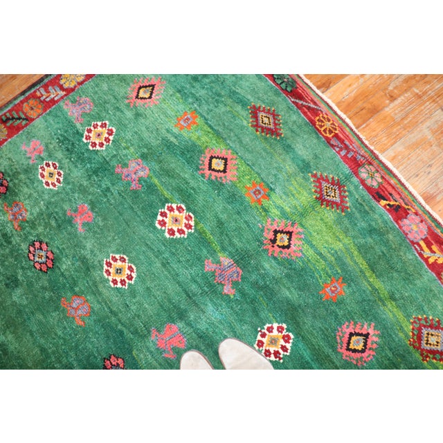 Mid 20th Century Green Turkish Tulu Rug - 4'7" x 12'9" For Sale - Image 11 of 18