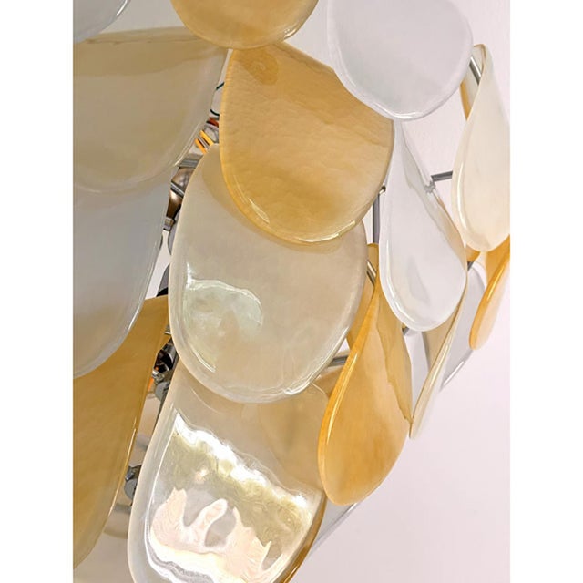 Modern Sanded Amber Petals Murano Style Glass Chandelier by Simoeng For Sale - Image 6 of 8
