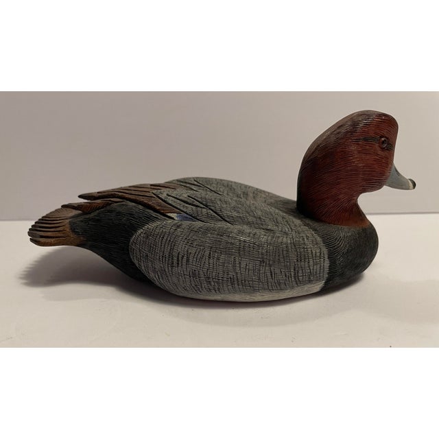 1984 Norman Hancock Redhead Duck Carving For Sale - Image 4 of 6