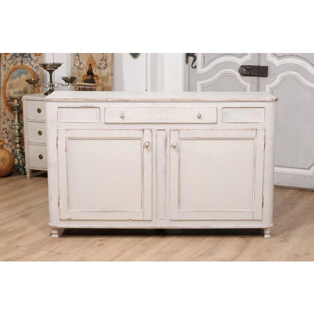 1830s Swedish Grey Painted Sideboard with Single Drawer over Two Doors For Sale - Image 10 of 12