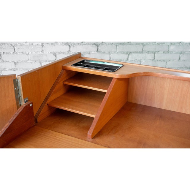 1970s Mid-Century Danish Modern Teak Hideaway Desk & Cabinet For Sale - Image 9 of 15