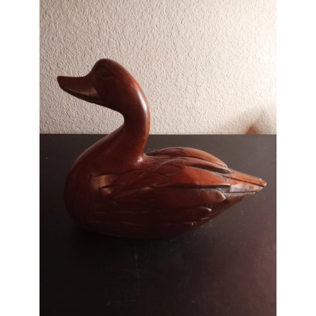 Wood 1980s Hand Carved Wood Duck Sculpture For Sale - Image 7 of 7