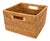 Artifacts Rattan Square Storage Basket with Handles in Honey Brown - 12" For Sale