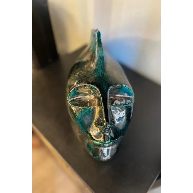 1960s Head Fish Sculpture in Glazed Ceramic, 1960s For Sale - Image 5 of 12